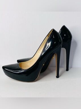 Prada Black Patent Leather Pointed Pumps with Nude Interior